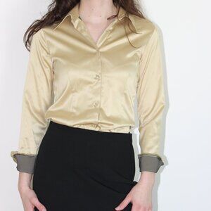 Y2k/90s Dynamite gold button down shirt/ Chemise dorée années 90/2000 Dynamite